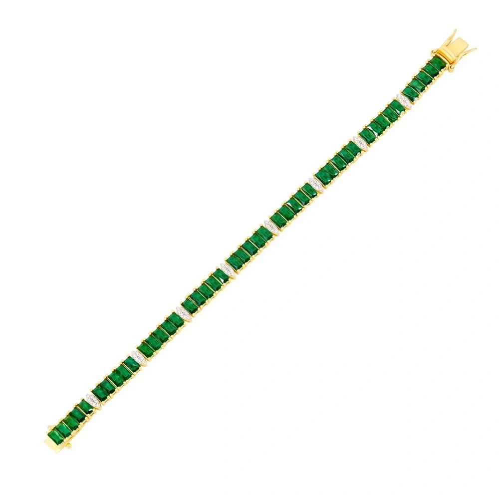 Midnight Collection 14K Gold Plated 925 Twilight Marquis Station Tennis Bracelet - Picture 3 of 7